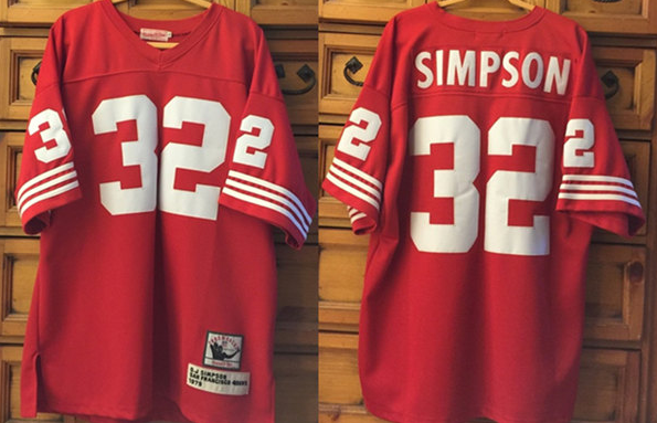 Men's San Francisco 49ers #32 O.J Simpson Red Throwback Stitched Jersey